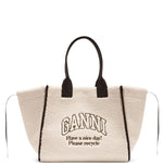 Borsa tote con logo in avorio Ganni - donna 