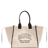 Borsa tote con logo in avorio Ganni - donna 
