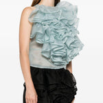 Top con volant in blu Viktor&rolf - donna 