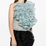 Top con volant in blu Viktor&rolf - donna 