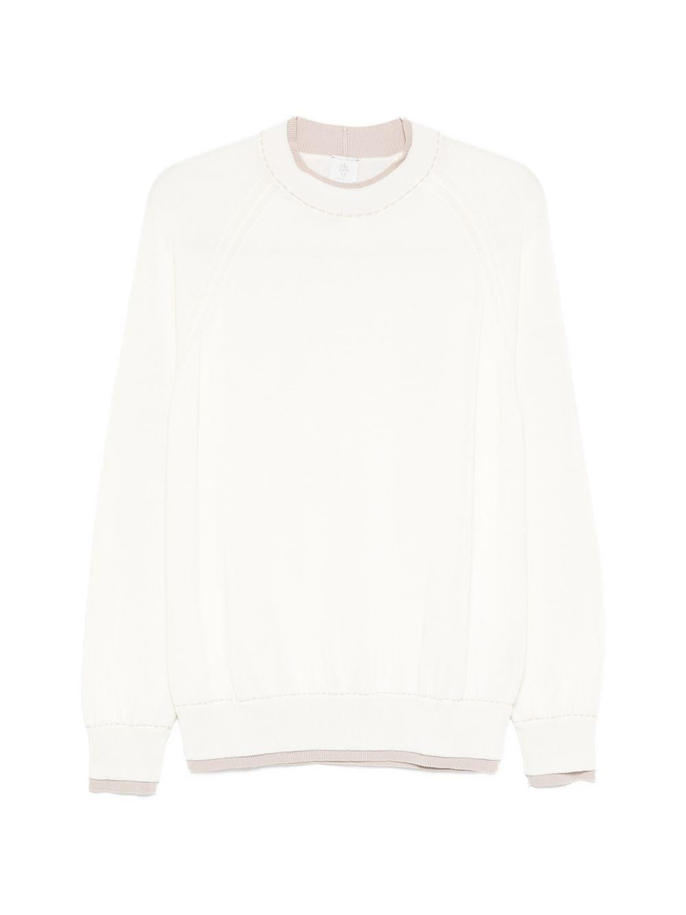Maglia girocollo in bianco e beige Eleventy - uomo 