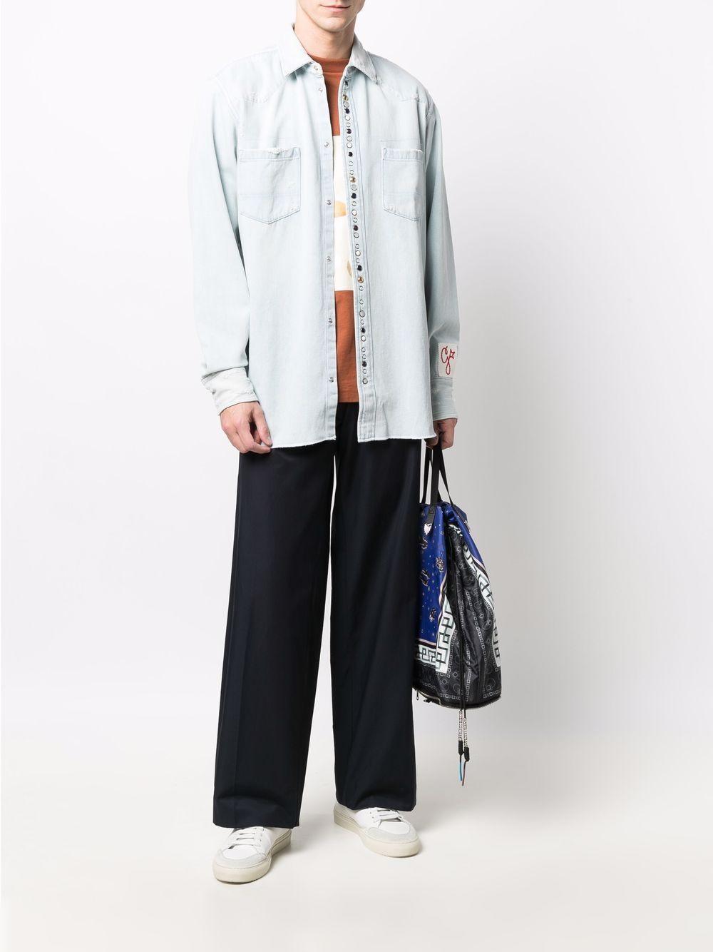 Camicia denim con borchie in celeste Golden goose - uomo 