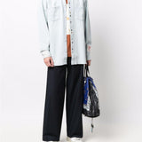 Camicia denim con borchie in celeste Golden goose - uomo 