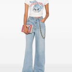 Jeans a gamba ampia con cinque tasche in blu Re/done - donna 