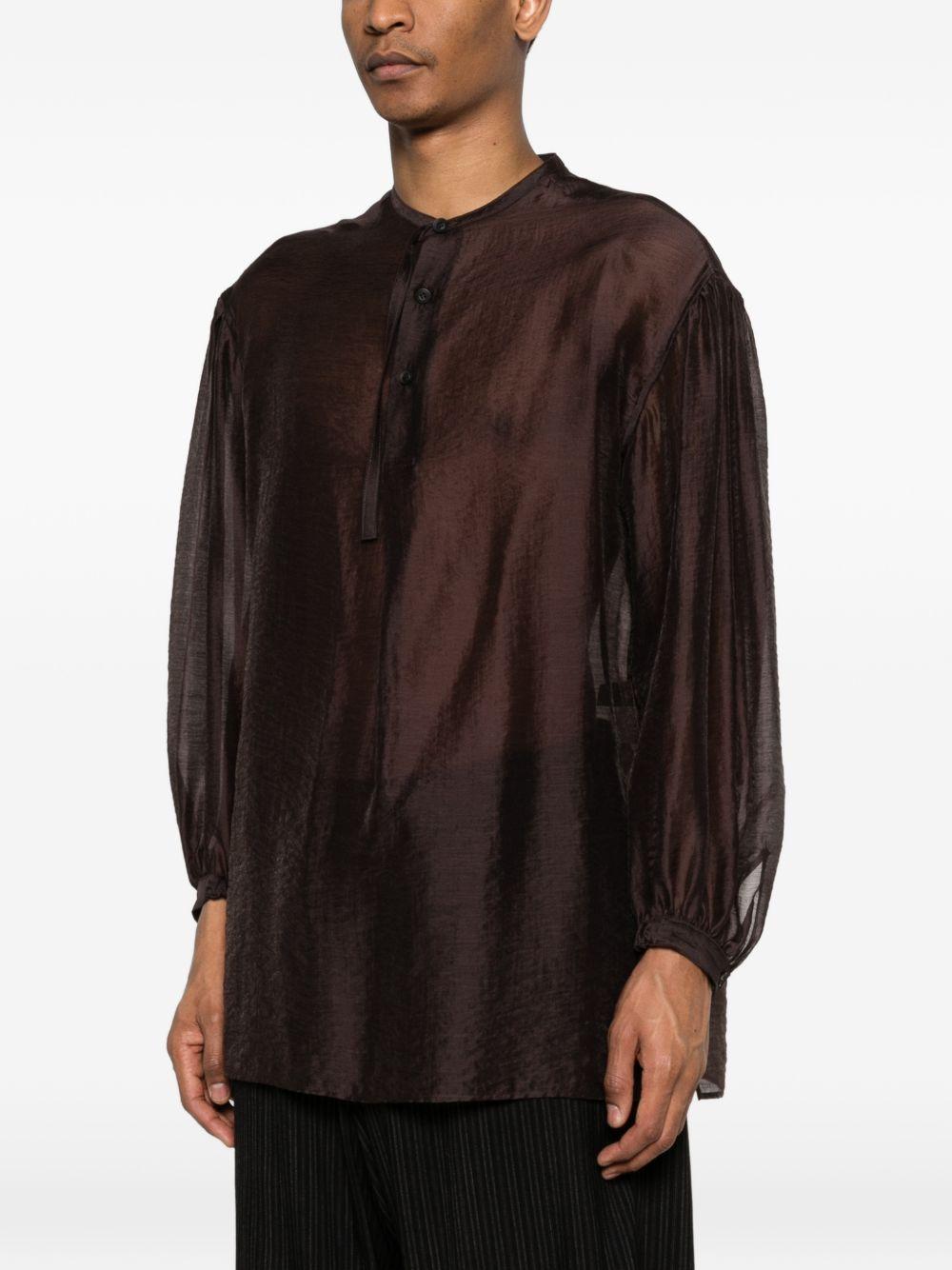Camicia girocollo in marrone Yohji yamamoto - uomo 