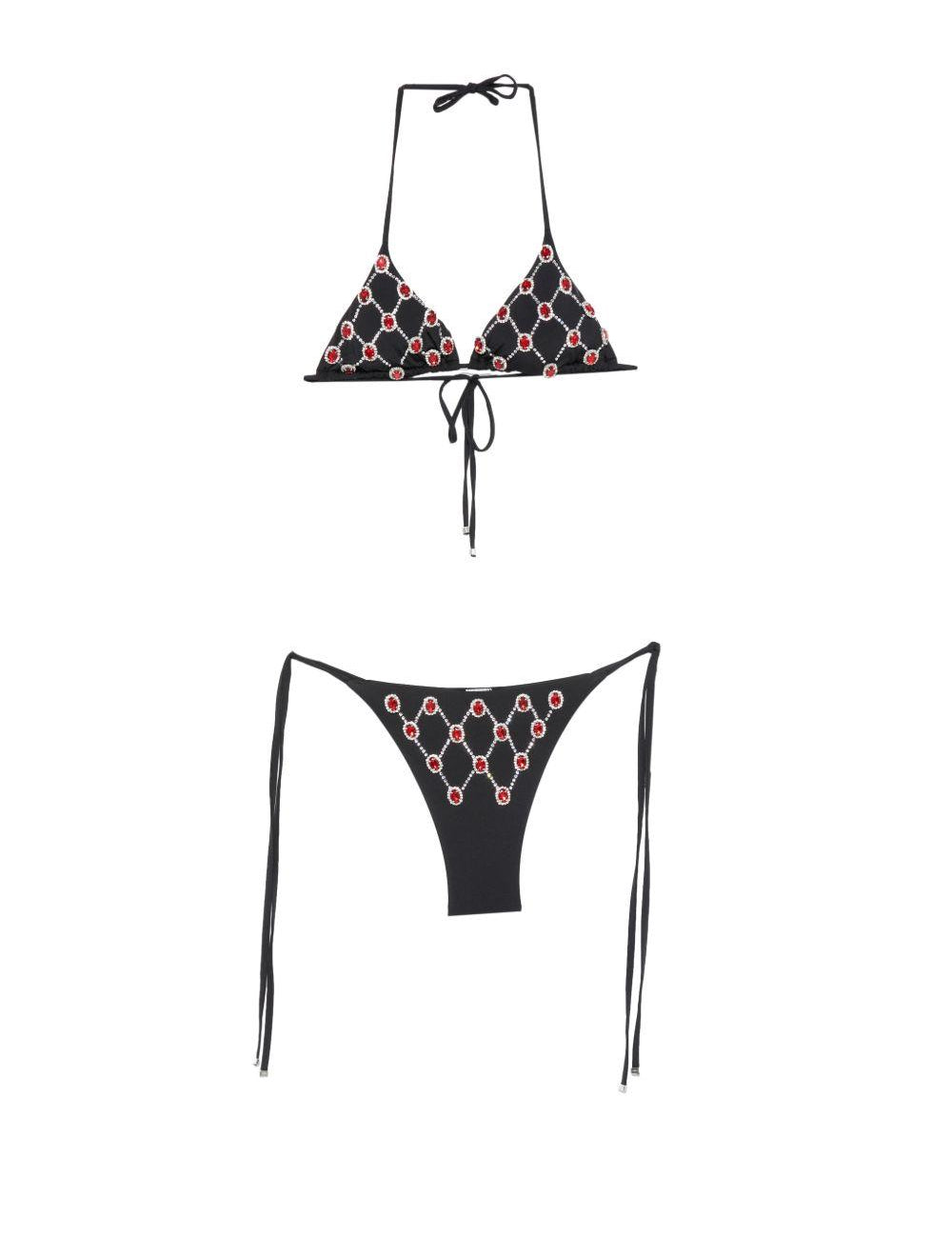Bikini a traliccio decorato con cristalli in nero Venuja - donna 
