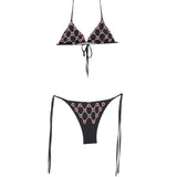 Bikini a traliccio decorato con cristalli in nero Venuja - donna 