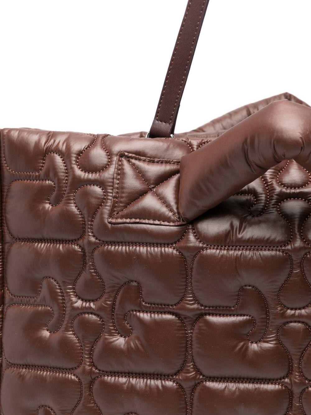 Borsa tote xxl trapuntata in marrone Ganni - donna 