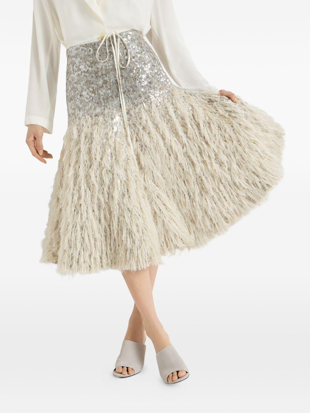 Gonna midi con paillettes in argento Brunello cucinelli - donna 