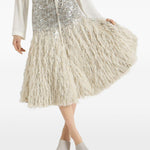 Gonna midi con paillettes in argento Brunello cucinelli - donna 