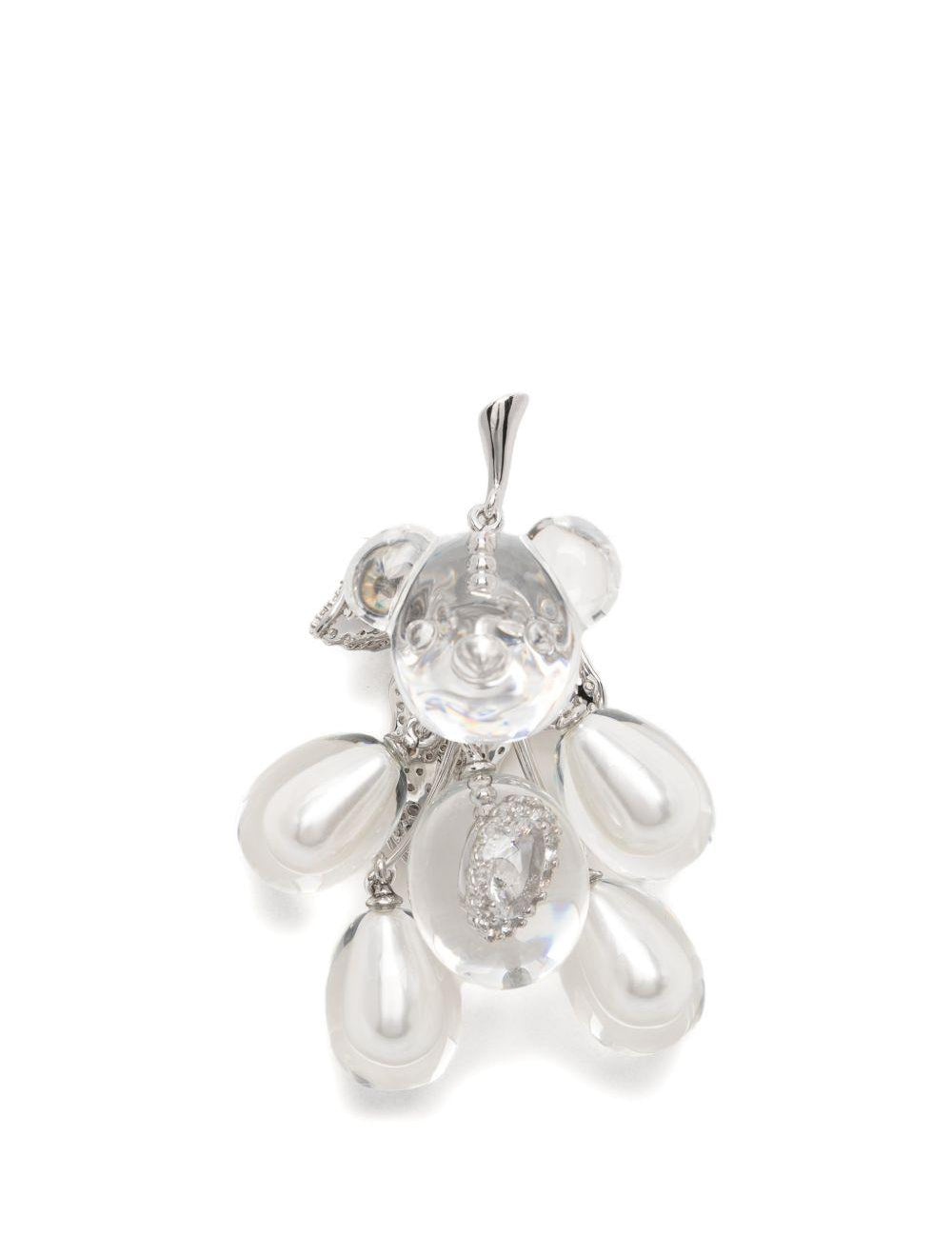 Orecchino a forma di orsetto in argento e bianco Yvmin - donna 