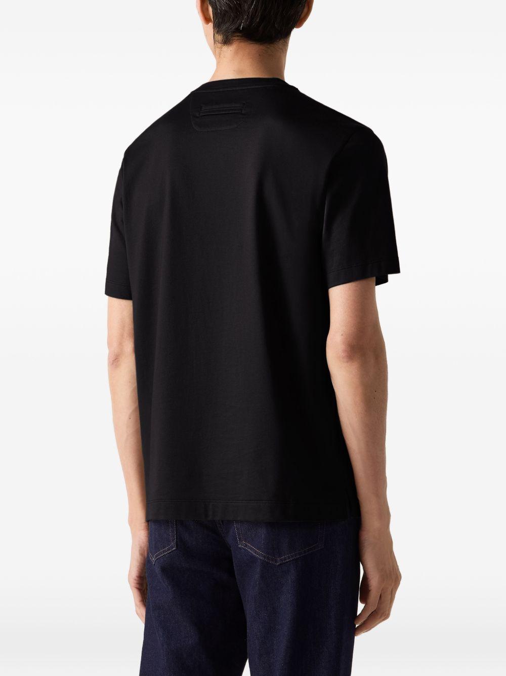 T-shirt in cotone piqué in nero Zegna - uomo 