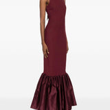 Abito lungo con volant in bordeaux Rotate holiday - donna 