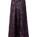 Gonna lunga con paillettes in viola Rabanne - donna 