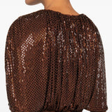 Top arricciato decorato con paillettes 