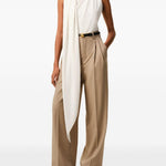 Top Lavalliere con foulard in avorio 