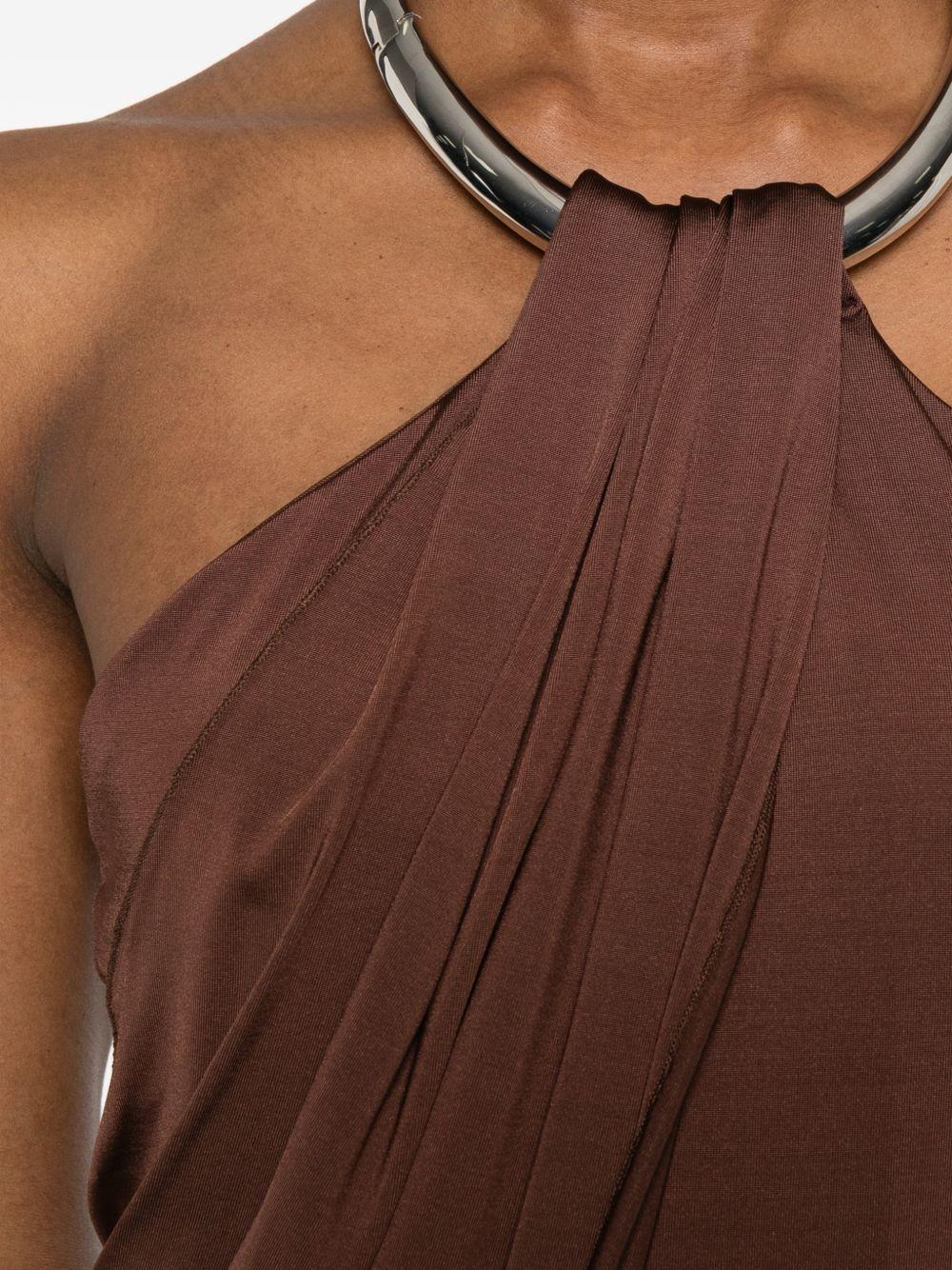 Abito lungo con collo halter in marrone Amen - donna 