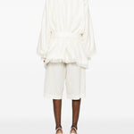 Cappotto con frange e cintura in bianco Batakovic - donna 