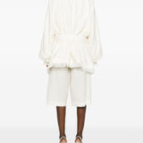 Cappotto con frange e cintura in bianco Batakovic - donna 