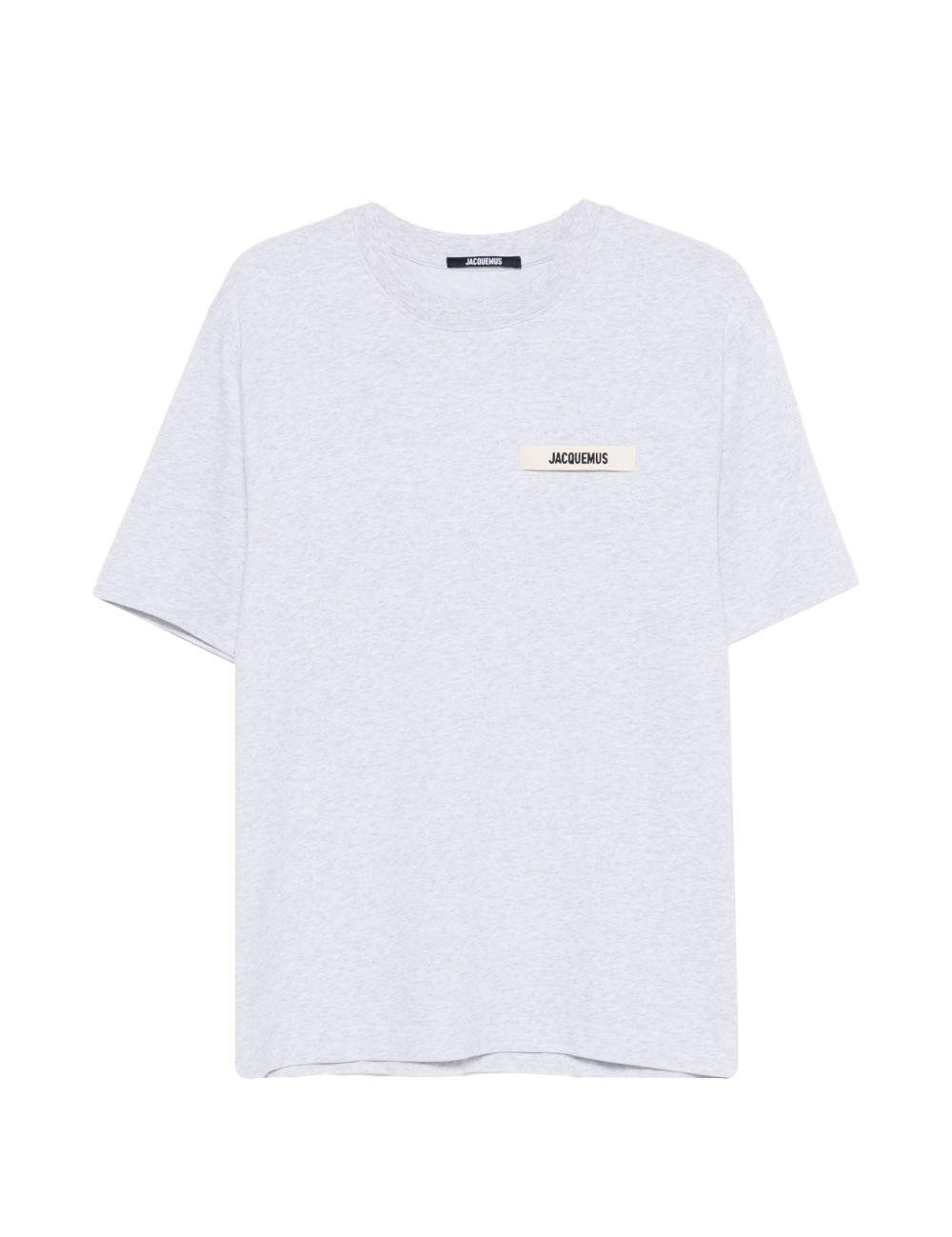 T-shirt con logo e toppa in gros grain in grigio Jacquemus - uomo 