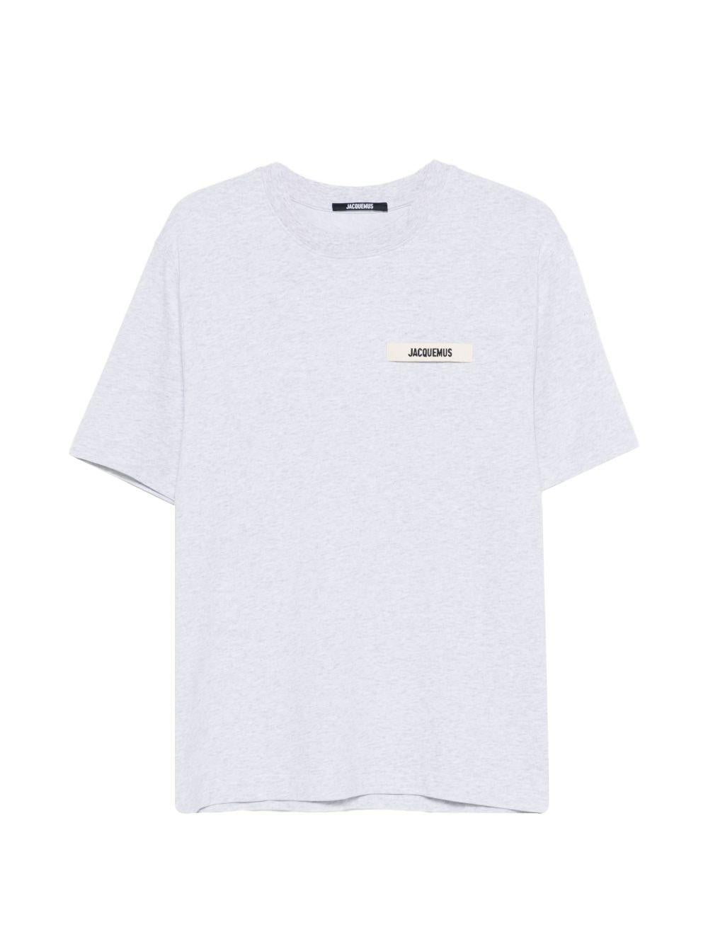 T-shirt con logo e toppa in gros grain in grigio Jacquemus - uomo 