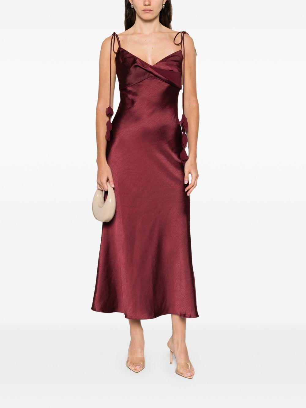 Abito midi con spalline in bordeaux Self-Portrait - donna 