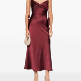 Abito midi con spalline in bordeaux Self-Portrait - donna 
