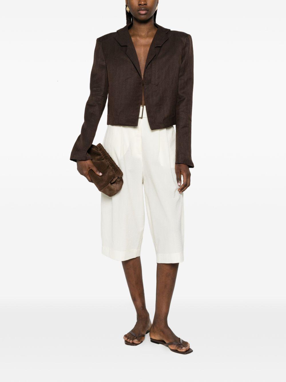 Blazer crop in lino in marrone Batakovic - donna 
