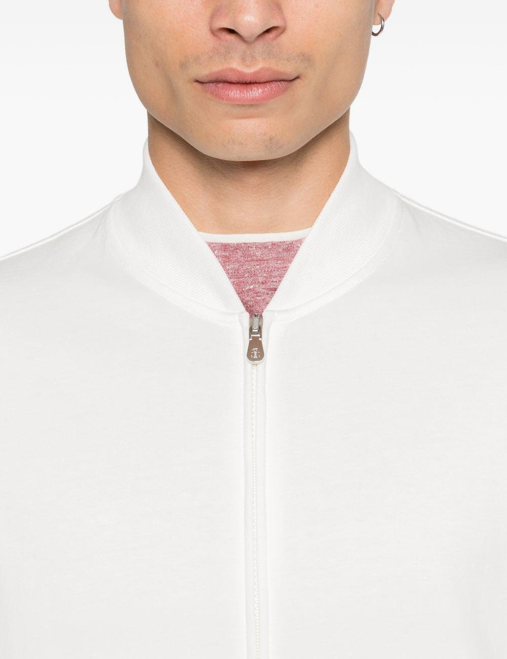 Felpa con zip in bianco Brunello cucinelli - uomo 