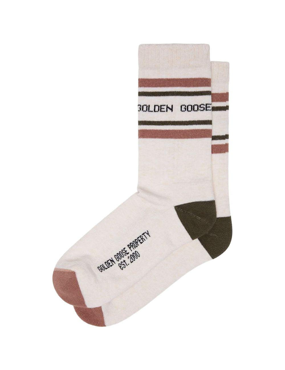 Calzini con logo in beige 