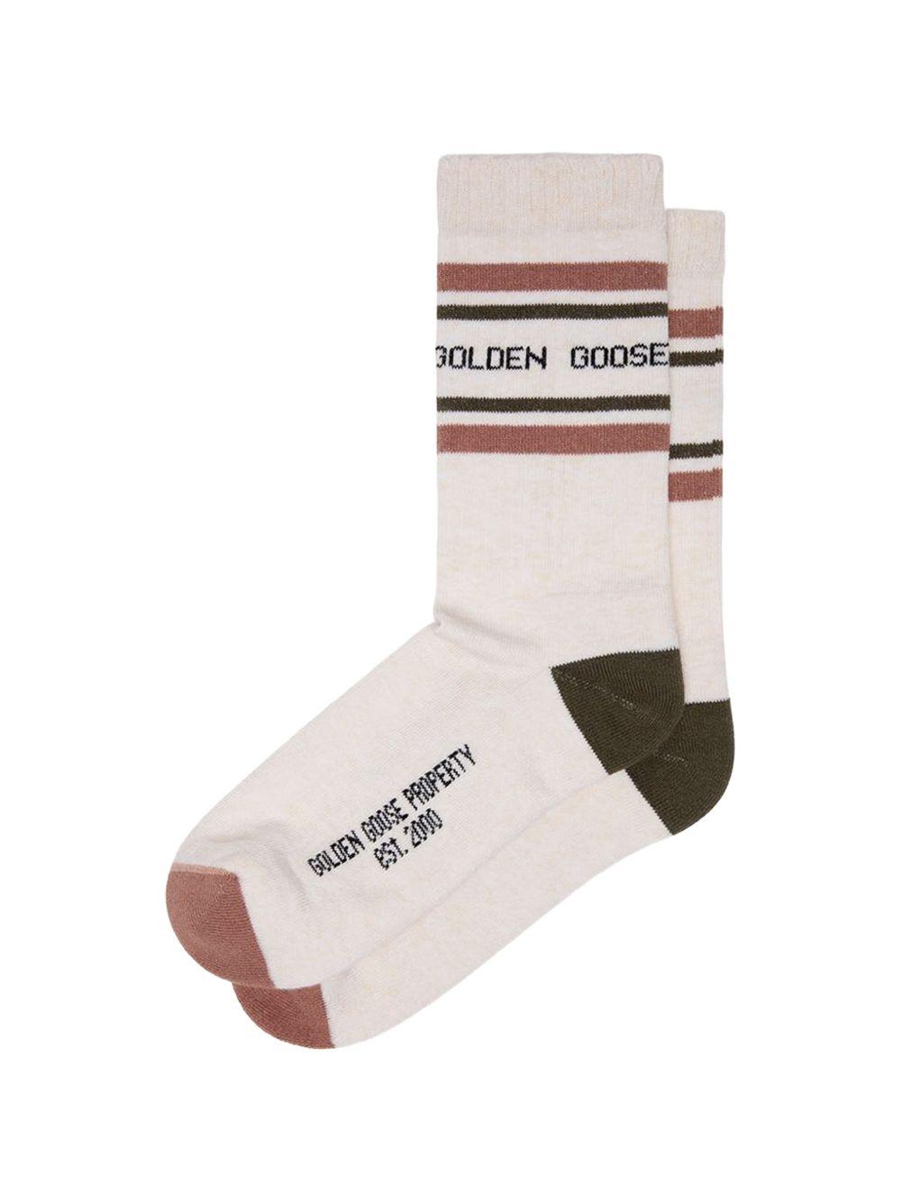 Calzini con logo in beige 