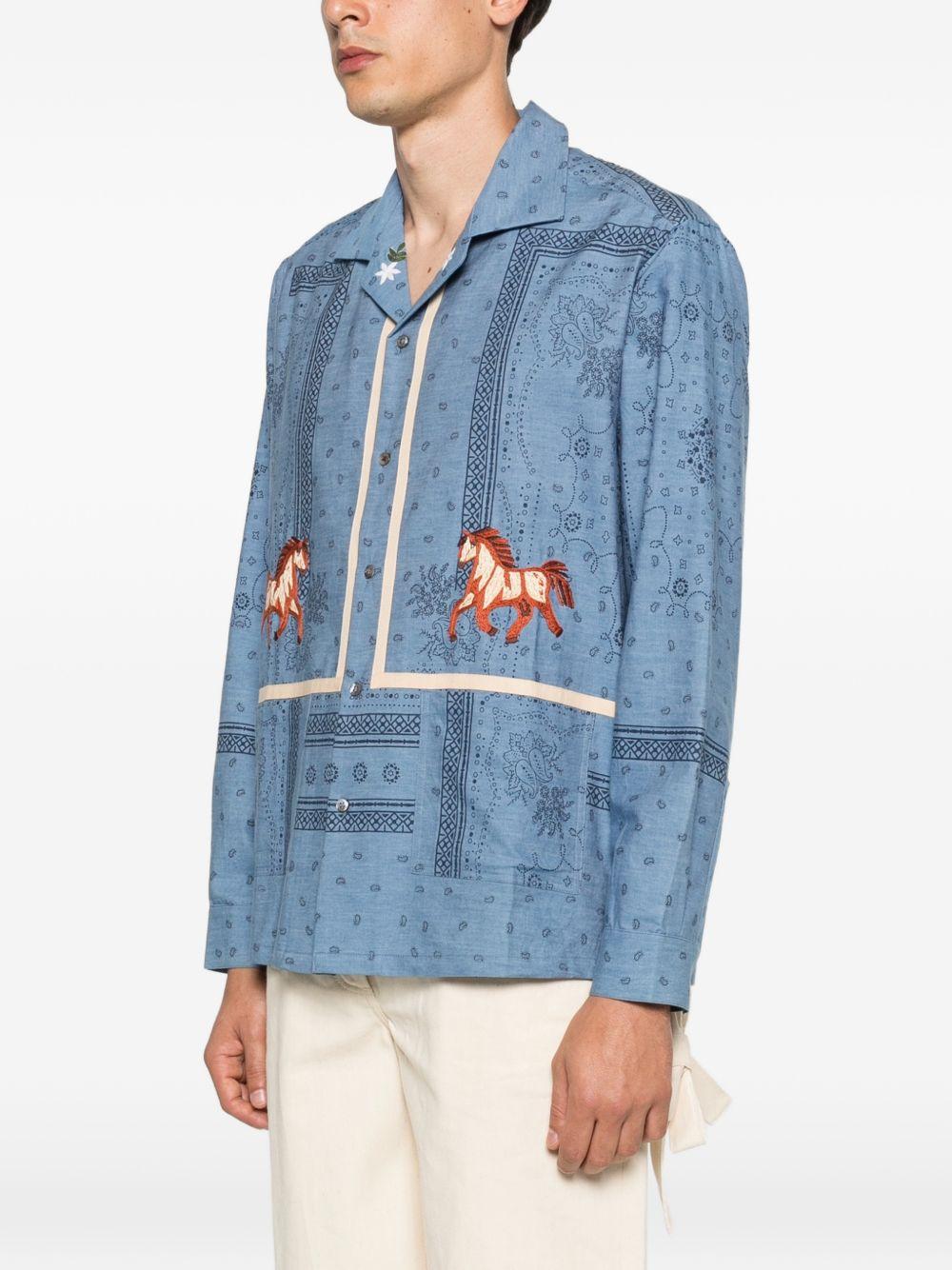 Camicia con motivo cavallo  in blu Baziszt - uomo 