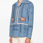 Camicia con motivo cavallo  in blu Baziszt - uomo 