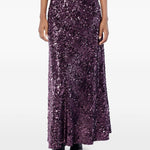 Gonna lunga con paillettes in viola Rabanne - donna 