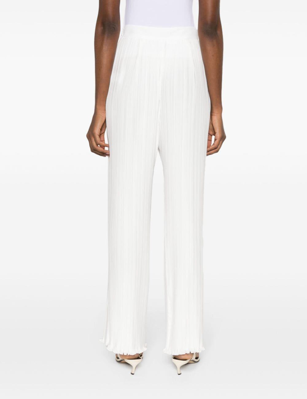 Pantaloni dritti con pieghe in bianco - donna 