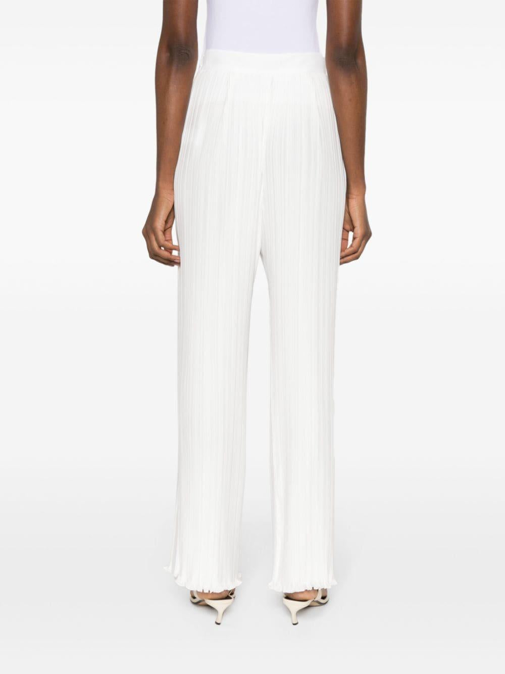 Pantaloni dritti con pieghe in bianco - donna 