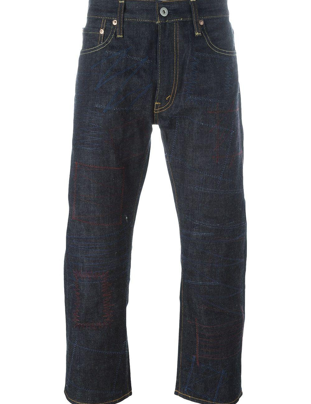 Jeans crop a gamba dritta in blu Junya watanabe - uomo 