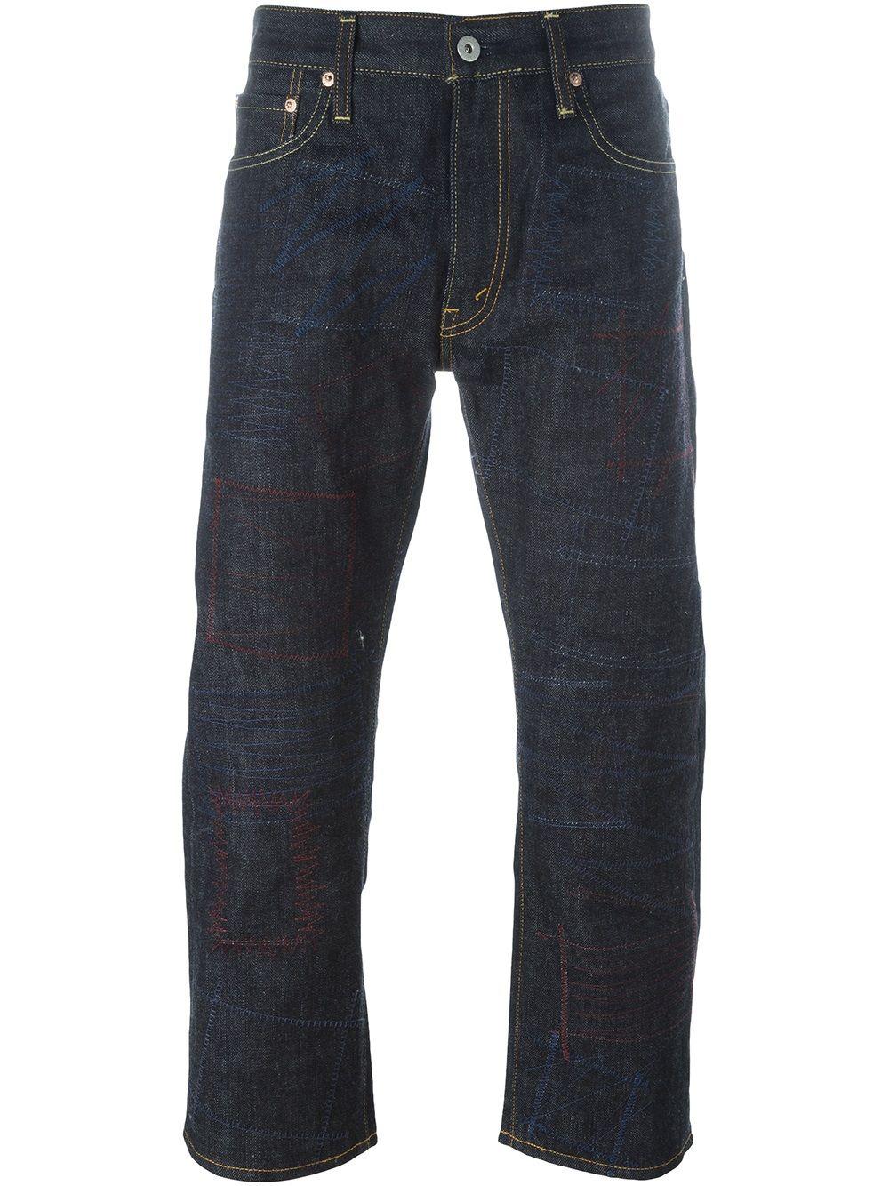 Jeans crop a gamba dritta in blu Junya watanabe - uomo 