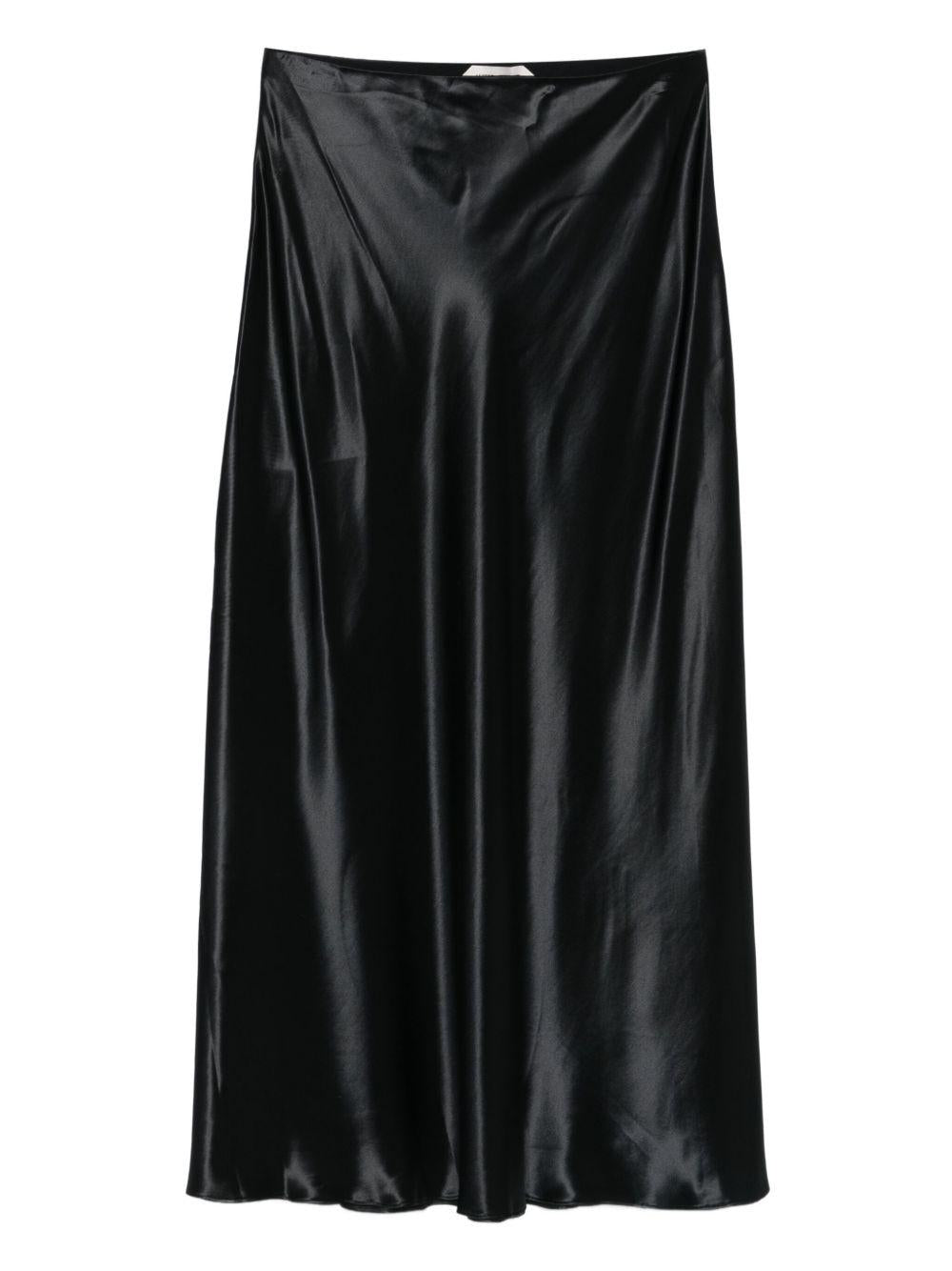 Gonna midi in raso nero Alberta Ferretti - donna 