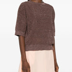 Top con effetto metallico in marrone Brunello cucinelli - donna 