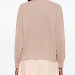 Cardigan a coste con bottoni in beige Brunello cucinelli - donna 