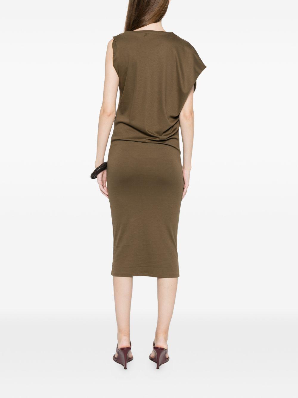 Abito midi asimmetrico drap in verde Jacquemus - donna 