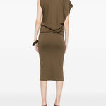 Abito midi asimmetrico drap in verde Jacquemus - donna 