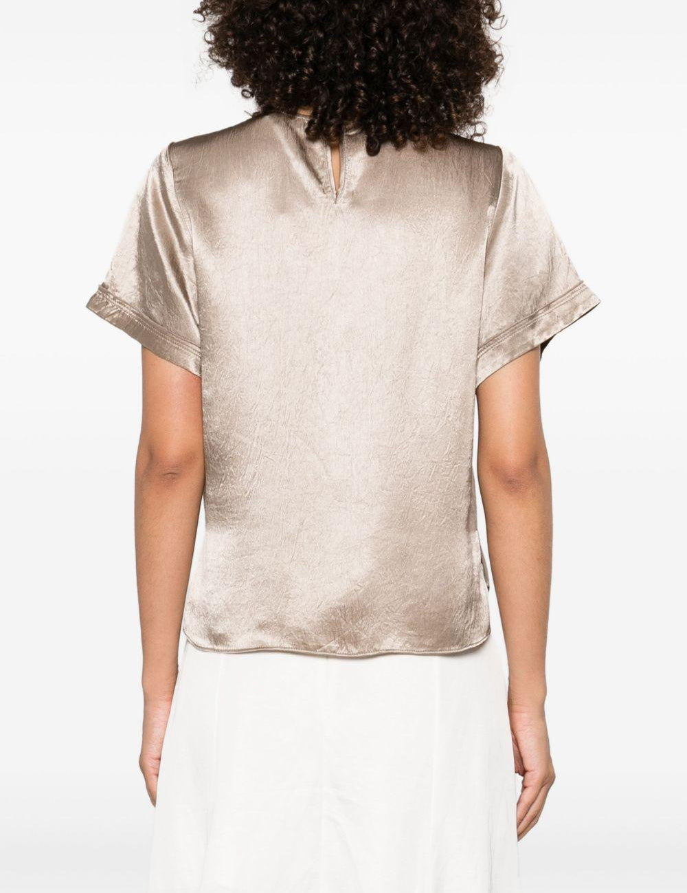 Top satinato a maniche corte in beige Simkhai - donna 