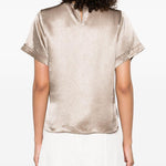 Top satinato a maniche corte in beige Simkhai - donna 