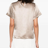 Top satinato a maniche corte in beige Simkhai - donna 