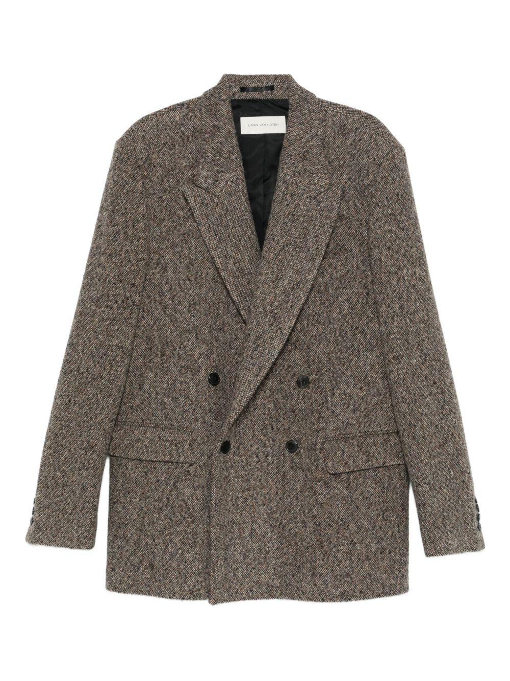 Blazer oversize in tweed di misto lana rodgers in marrone Dries van noten - uomo 