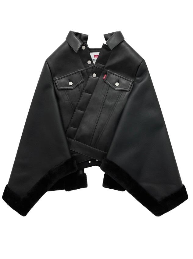 Mantella in ecopelle in nero Junya Watanabe - donna 