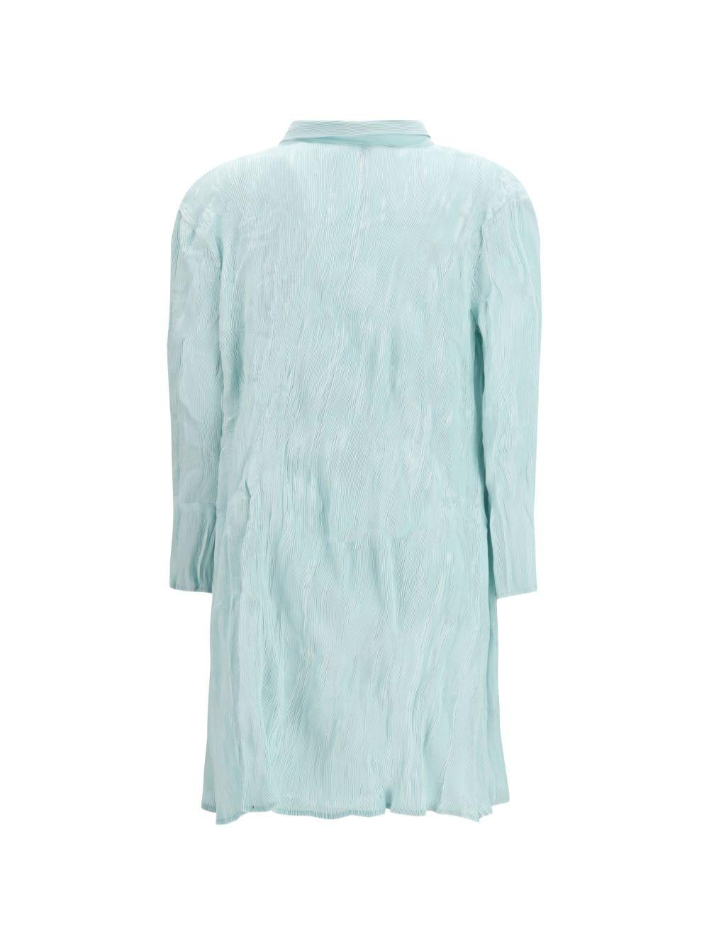 Abito Chemisier corto plissettato in azzurro GONGDID DESIGN - donna 