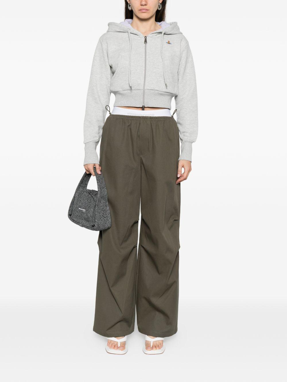 Pantaloni con cintura a doppio strato e logo in verde Alexander wang - donna 